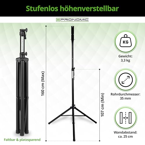 Pronomic DA-45S Ständer für Dartscheibe - Dartboard Halterung - Dartständer aus Stahl - Stufenlos höhenverstellbar