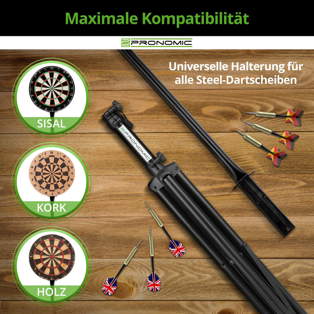 Pronomic DA-45S Ständer für Dartscheibe - Dartboard Halterung - Dartständer aus Stahl - Stufenlos höhenverstellbar