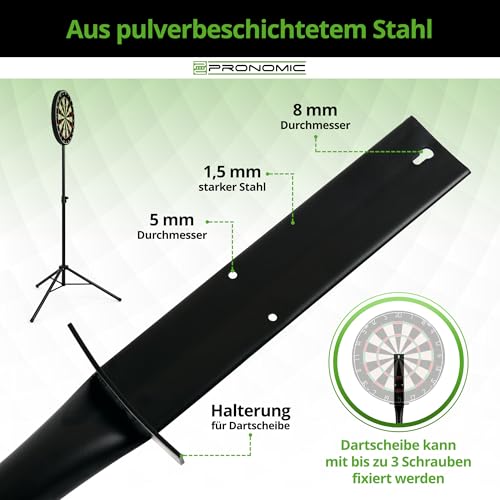 Pronomic DA-45S Ständer für Dartscheibe - Dartboard Halterung - Dartständer aus Stahl - Stufenlos höhenverstellbar