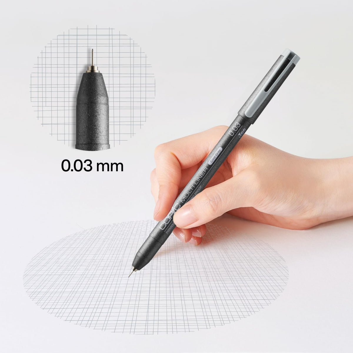 Copic Multiliner 0,03 mm, Cool Gray, Fineliner mit einer feinen Spitze und wasserbeständiger Pigmenttinte