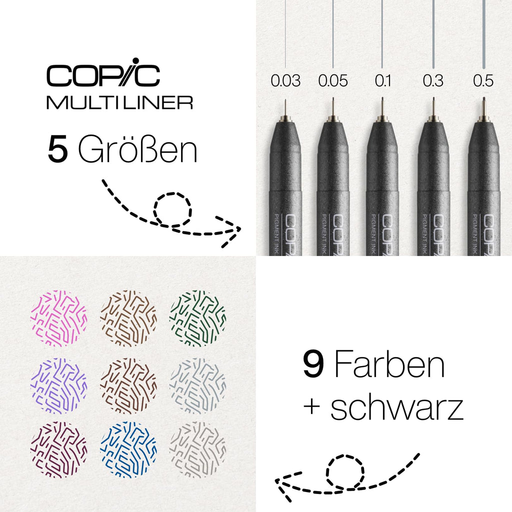 Copic Multiliner 0,03 mm, Cool Gray, Fineliner mit einer feinen Spitze und wasserbeständiger Pigmenttinte