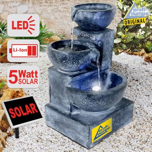 Solarbrunnen Gartenbrunnen GRANITSCHALEN-Kaskade-3 Zierbrunnen Wasserspiel