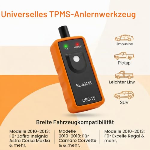 Anlernsystem für EL50448 TPMS Reifendruckmessgerät Anlerngerät Relearn Tool Reifendruckkontrollsystem Reifendrucksensor für Opel GM Ford Reifenventilaktivator Lerninstrument zum Zurücksetzen Reifendru