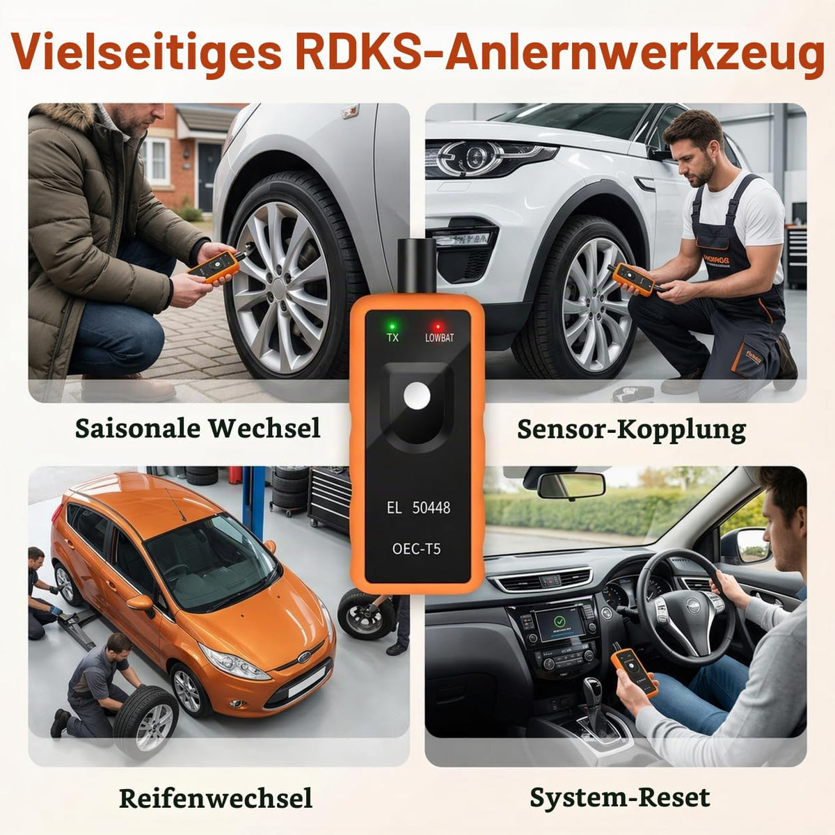 Anlernsystem für EL50448 TPMS Reifendruckmessgerät Anlerngerät Relearn Tool Reifendruckkontrollsystem Reifendrucksensor für Opel GM Ford Reifenventilaktivator Lerninstrument zum Zurücksetzen Reifendru