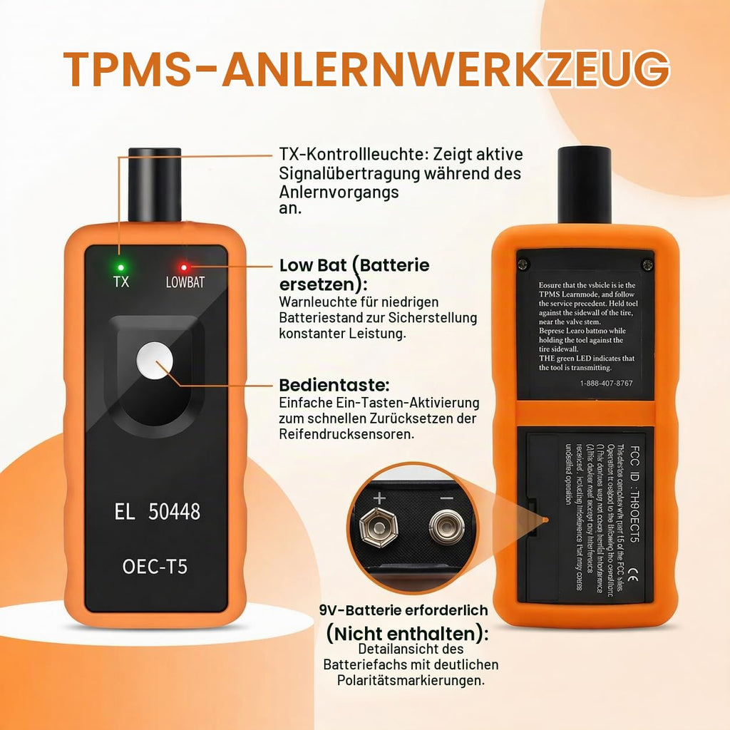 Anlernsystem für EL50448 TPMS Reifendruckmessgerät Anlerngerät Relearn Tool Reifendruckkontrollsystem Reifendrucksensor für Opel GM Ford Reifenventilaktivator Lerninstrument zum Zurücksetzen Reifendru