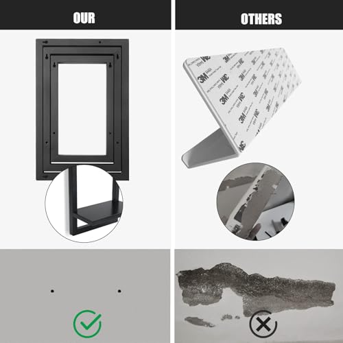 Set mit 3 Wandregalen, Schwebende Regal für die Wand Deko, Hängeregale zur Wandaufbewahrung, Quadratische Bücherregal Wand, Wandregal Holz Hängeregal für Schlafzimmer, Wohnzimmer, Schwarz