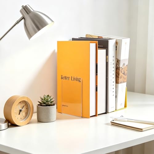 8 Stück Buchstützen aus Acryl, transparente Bücherhalter 10x10x13 cm – rutschfeste Bookends für Regal, Büro, Kinderzimmer & Homeoffice