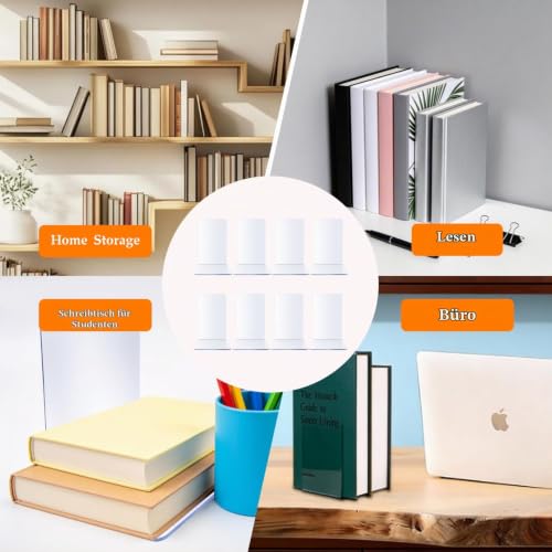 8 Stück Buchstützen aus Acryl, transparente Bücherhalter 10x10x13 cm – rutschfeste Bookends für Regal, Büro, Kinderzimmer & Homeoffice