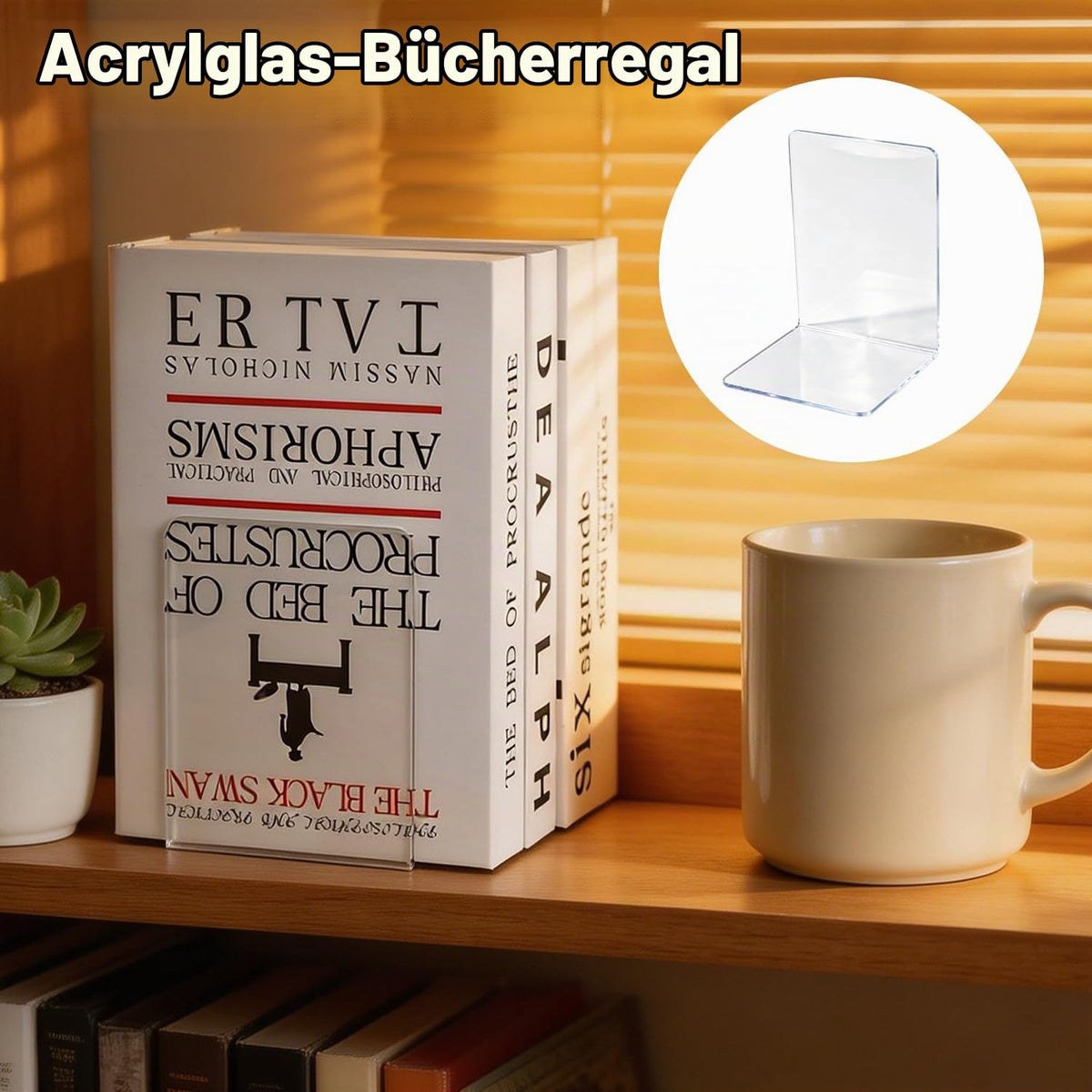 8 Stück Buchstützen aus Acryl, transparente Bücherhalter 10x10x13 cm – rutschfeste Bookends für Regal, Büro, Kinderzimmer & Homeoffice