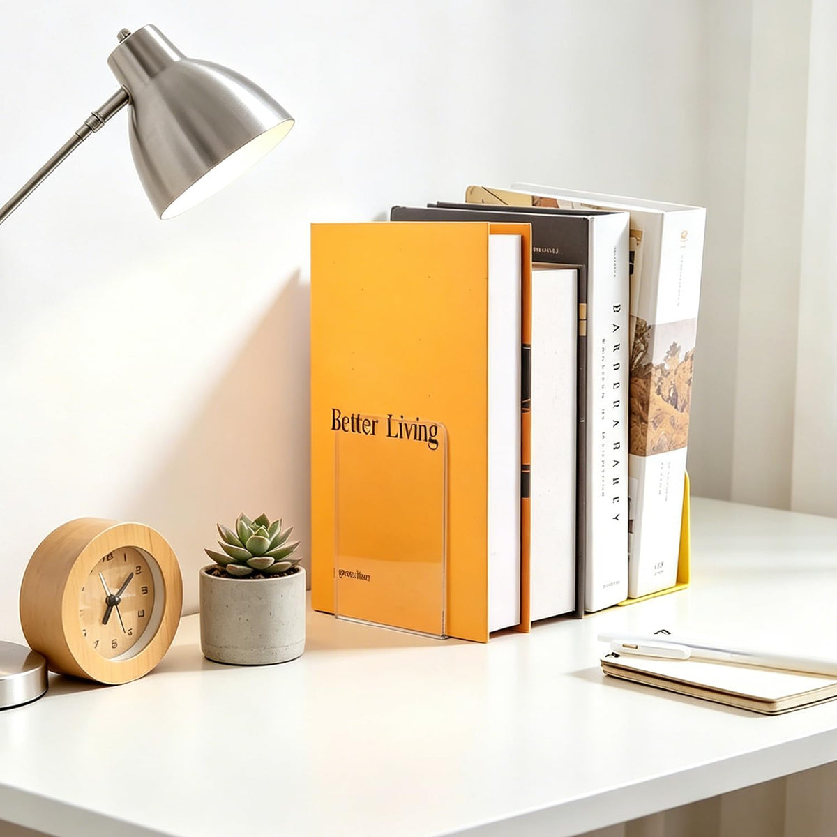 8 Stück Buchstützen aus Acryl, transparente Bücherhalter 10x10x13 cm – rutschfeste Bookends für Regal, Büro, Kinderzimmer & Homeoffice