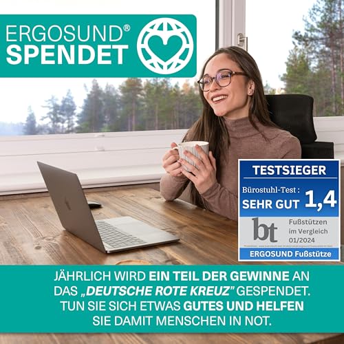 ERGOSUND Fußstütze Schreibtisch [TESTSIEGER] Fußablage Schreibtisch Fußbank