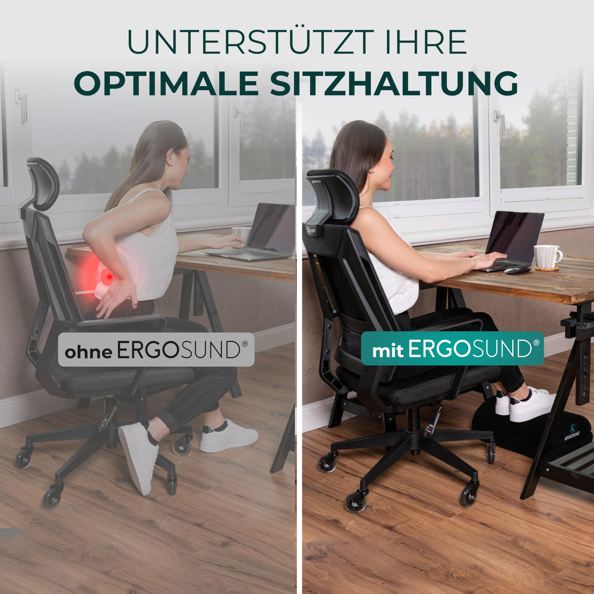 ERGOSUND Fußstütze Schreibtisch [TESTSIEGER] Fußablage Schreibtisch Fußbank
