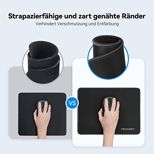 TECKNET Mauspad, 280 x 210 mm Gaming Mousepad mit Wasserdicht und Rutschfester Gummi für PC-Büro, Arbeit, Gaming, Studium, Laptop, Computer, Zuhause-Schwarz