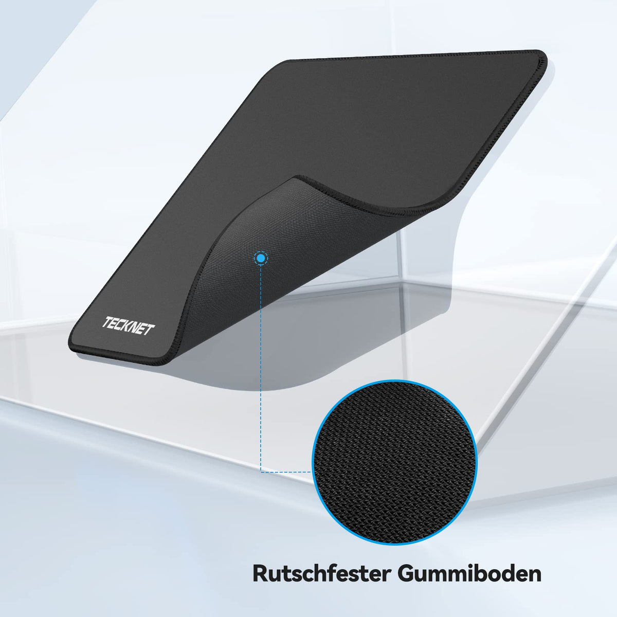 TECKNET Mauspad, 280 x 210 mm Gaming Mousepad mit Wasserdicht und Rutschfester Gummi für PC-Büro, Arbeit, Gaming, Studium, Laptop, Computer, Zuhause-Schwarz