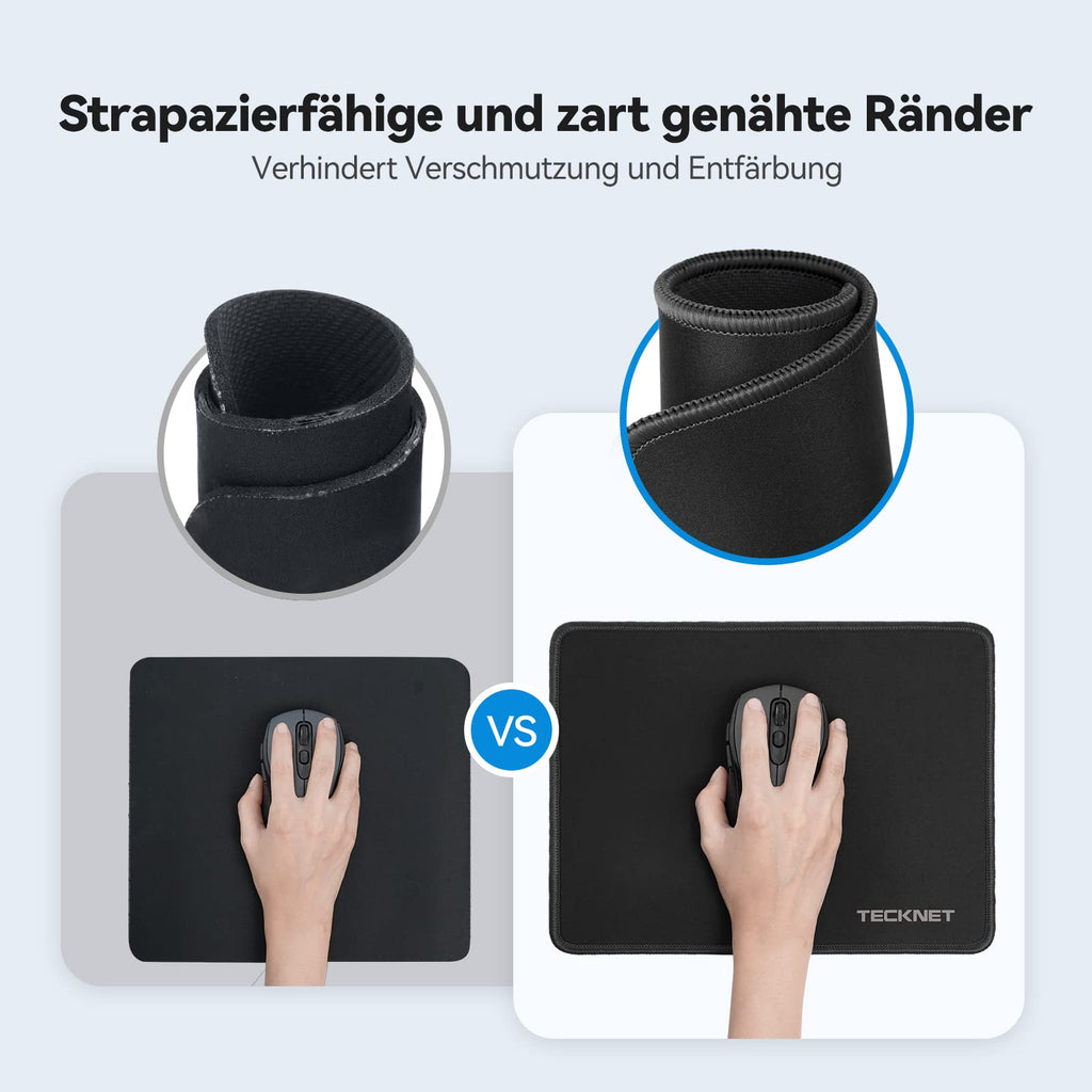 TECKNET Mauspad, 280 x 210 mm Gaming Mousepad mit Wasserdicht und Rutschfester Gummi für PC-Büro, Arbeit, Gaming, Studium, Laptop, Computer, Zuhause-Schwarz