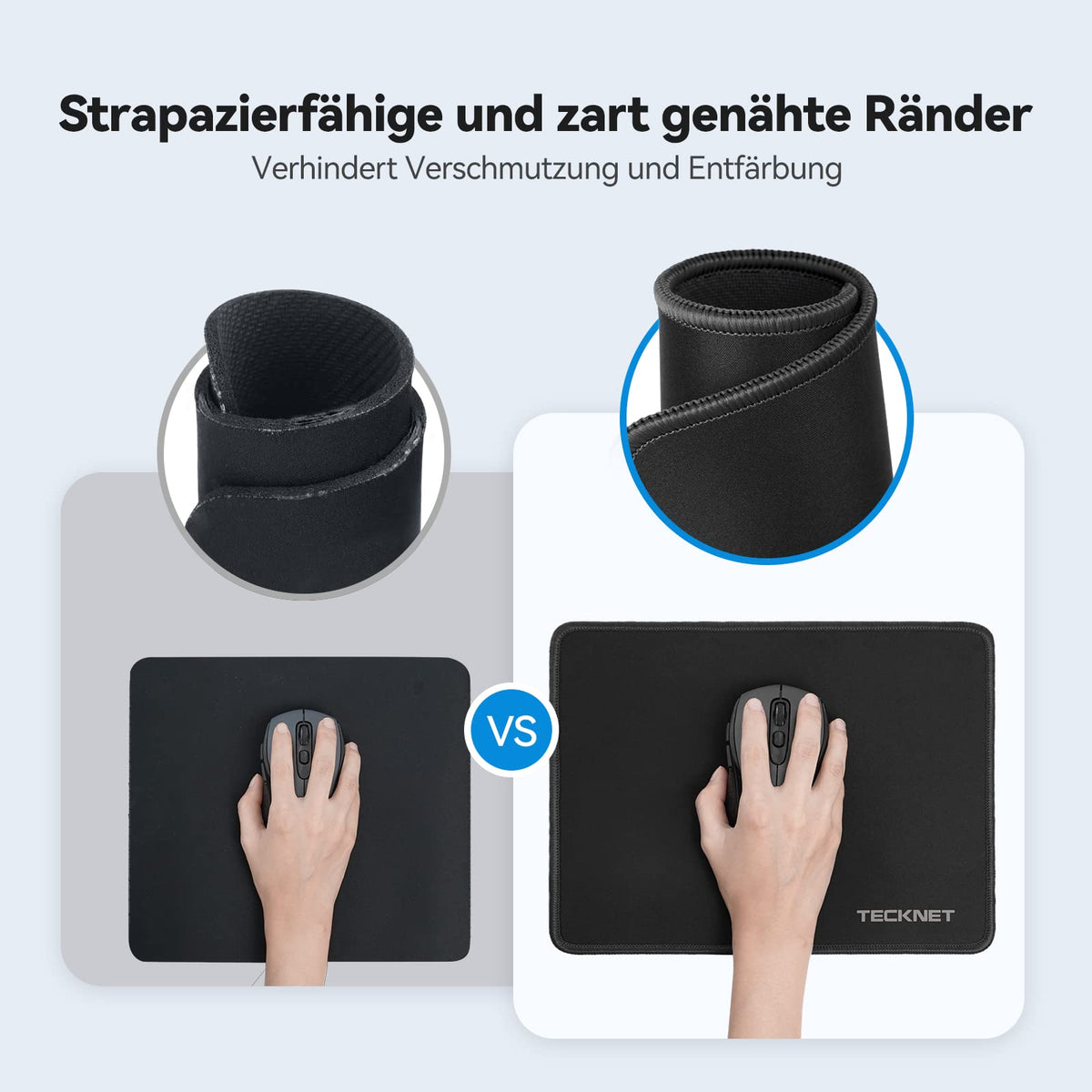 TECKNET Mauspad, 280 x 210 mm Gaming Mousepad mit Wasserdicht und Rutschfester Gummi für PC-Büro, Arbeit, Gaming, Studium, Laptop, Computer, Zuhause-Schwarz