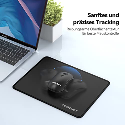 TECKNET Mauspad, 280 x 210 mm Gaming Mousepad mit Wasserdicht und Rutschfester Gummi für PC-Büro, Arbeit, Gaming, Studium, Laptop, Computer, Zuhause-Schwarz