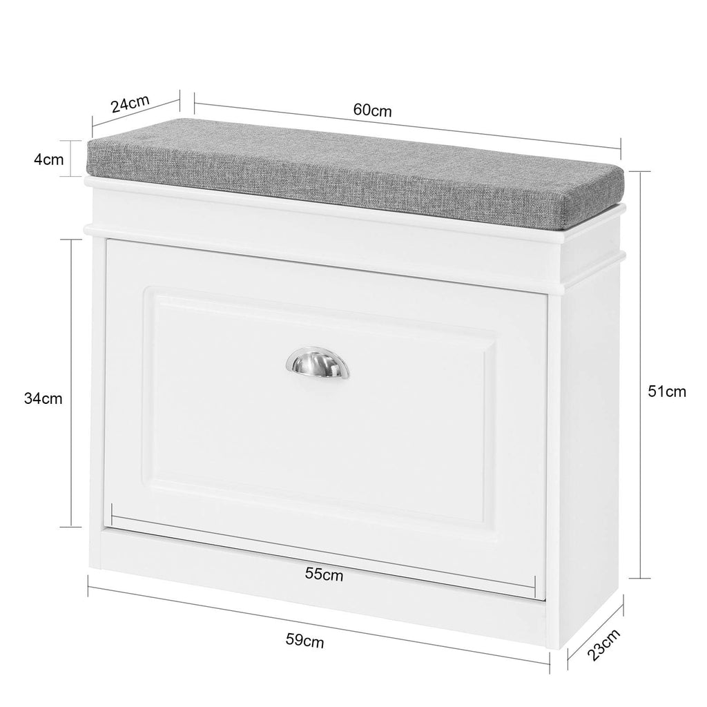 SoBuy Schuhbank mit Sitzkissen und Klappe 60x51x24cm für Flur