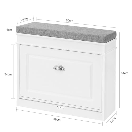 SoBuy Schuhbank mit Sitzkissen und Klappe 60x51x24cm für Flur