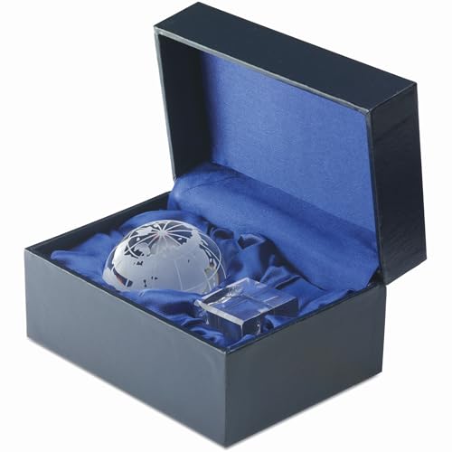 Massivglas Globus Erdkugel Weltkugel Briefbeschwerer Schreibtisch Gadget Kristallkugel mit Ständer in Geschenkbox auch als Prämie, Pokal Auszeichnung
