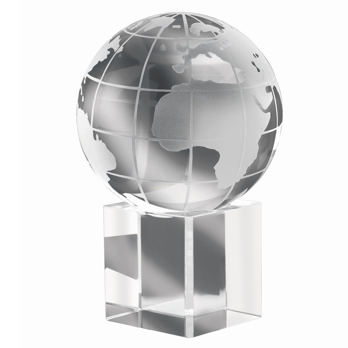 Massivglas Globus Erdkugel Weltkugel Briefbeschwerer Schreibtisch Gadget Kristallkugel mit Ständer in Geschenkbox auch als Prämie, Pokal Auszeichnung