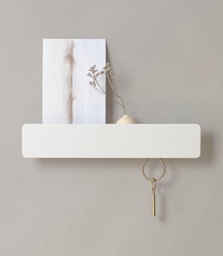 Kazai. Schlüsselbrett 'Kian' | Minimalistisches Schlüsselhaken-Design aus Berlin | Moderner Schlüsselhalter mit Ablage aus Metall | Schlüsselregal als Flur Möbel für die Wand | Weiß