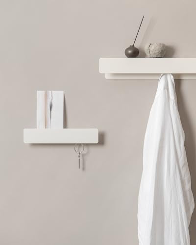 Kazai. Schlüsselbrett 'Kian' | Minimalistisches Schlüsselhaken-Design aus Berlin | Moderner Schlüsselhalter mit Ablage aus Metall | Schlüsselregal als Flur Möbel für die Wand | Weiß