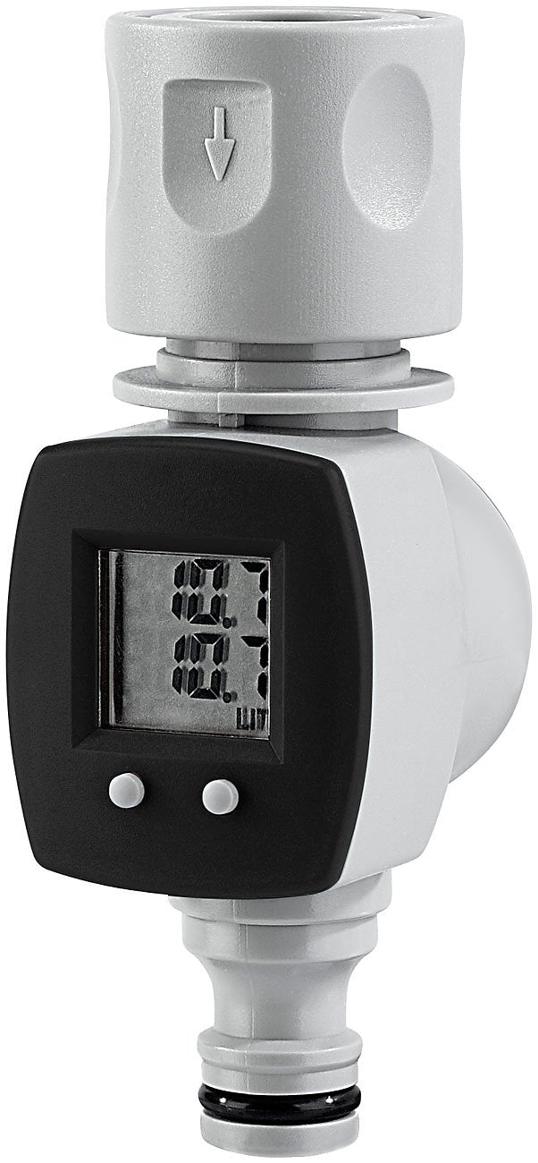 Royal Gardineer Wassermengenzähler: Digitaler Wasserzähler für den Gartenschlauch, mit 2 Zähleranzeigen (Wassermengenzähler Digital, Wasseruhr Garten, Mini)