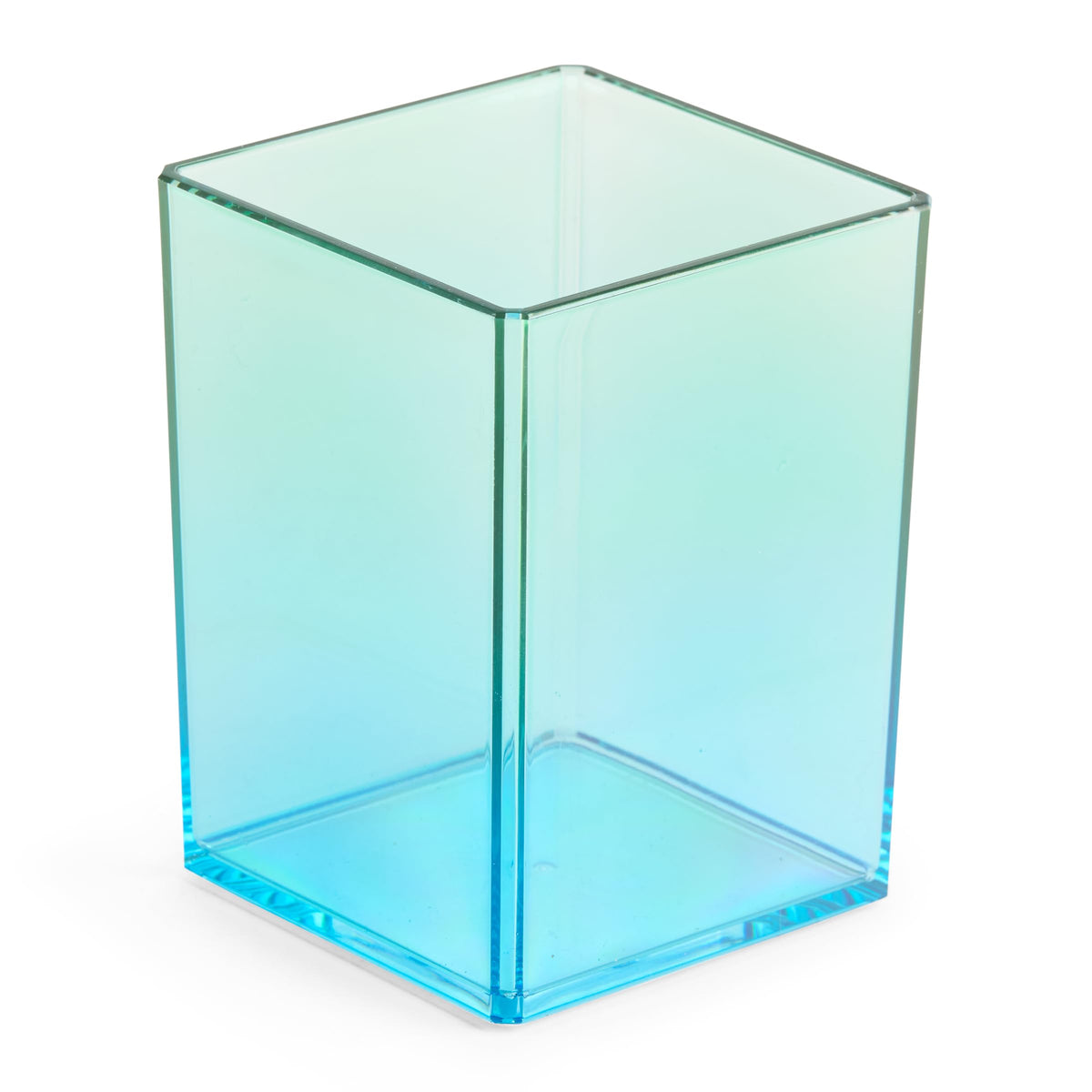 Miquelrius - Stifteköcher 75 x 101 x 75 mm, Aufbewahrungsbox für Büro, Schreibtisch oder Arbeitszimmer, Aufbewahrung von Utensilien und Organizer, Polystyrol, Farbverlauf blau/grün