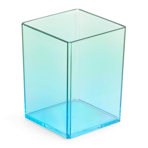 Miquelrius - Stifteköcher 75 x 101 x 75 mm, Aufbewahrungsbox für Büro, Schreibtisch oder Arbeitszimmer, Aufbewahrung von Utensilien und Organizer, Polystyrol, Farbverlauf blau/grün