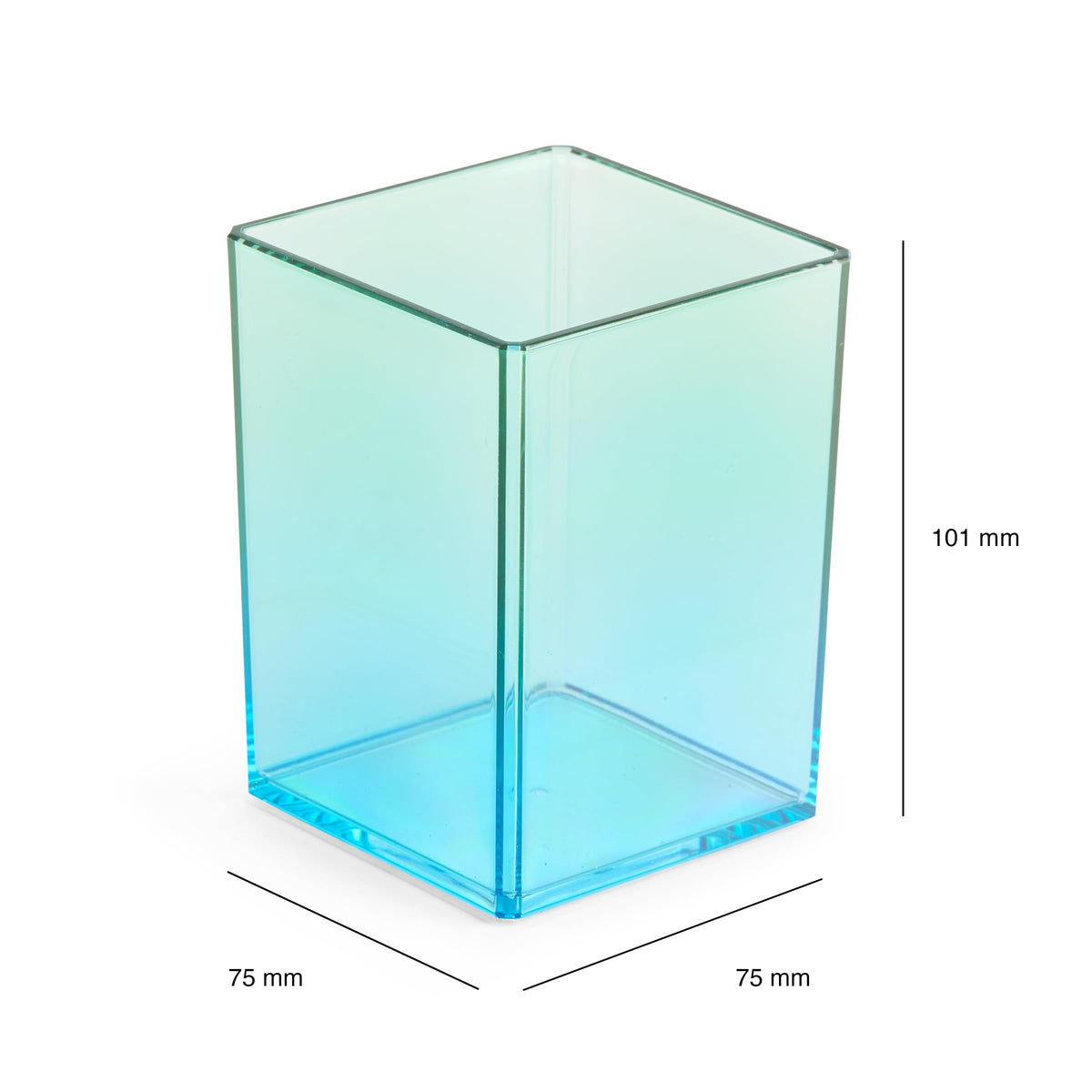 Miquelrius - Stifteköcher 75 x 101 x 75 mm, Aufbewahrungsbox für Büro, Schreibtisch oder Arbeitszimmer, Aufbewahrung von Utensilien und Organizer, Polystyrol, Farbverlauf blau/grün