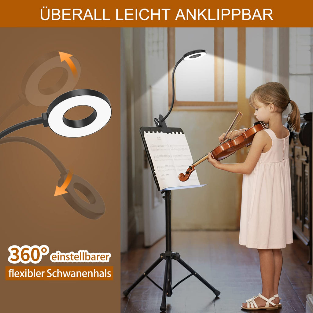iZELL 23 LED Leselampe Bett Dimmbar -【3 Modi & 10 Helligkeitsstufen】 Augenschutz Klemmlampe mit 40cm Flexiblem Schwanenhal, Buchlampe, Schreibtischlampe mit 10W USB-Ladegerät