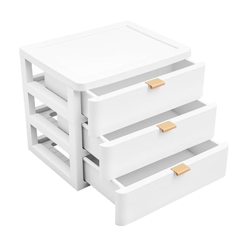 Aufbewahrungsbox und Schubladenbox 3 Schubladen Weiß