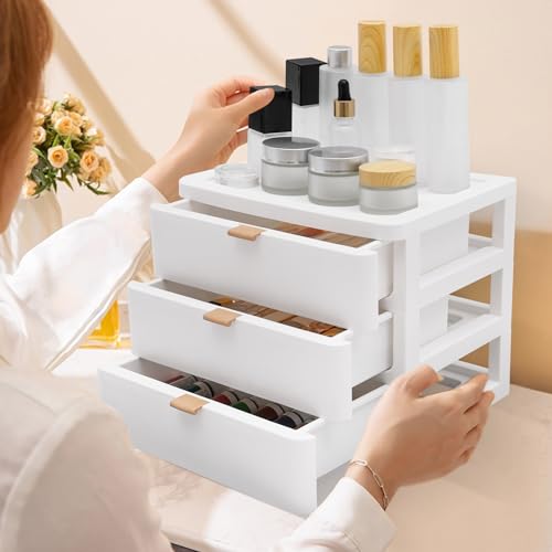 Aufbewahrungsbox und Schubladenbox 3 Schubladen Weiß