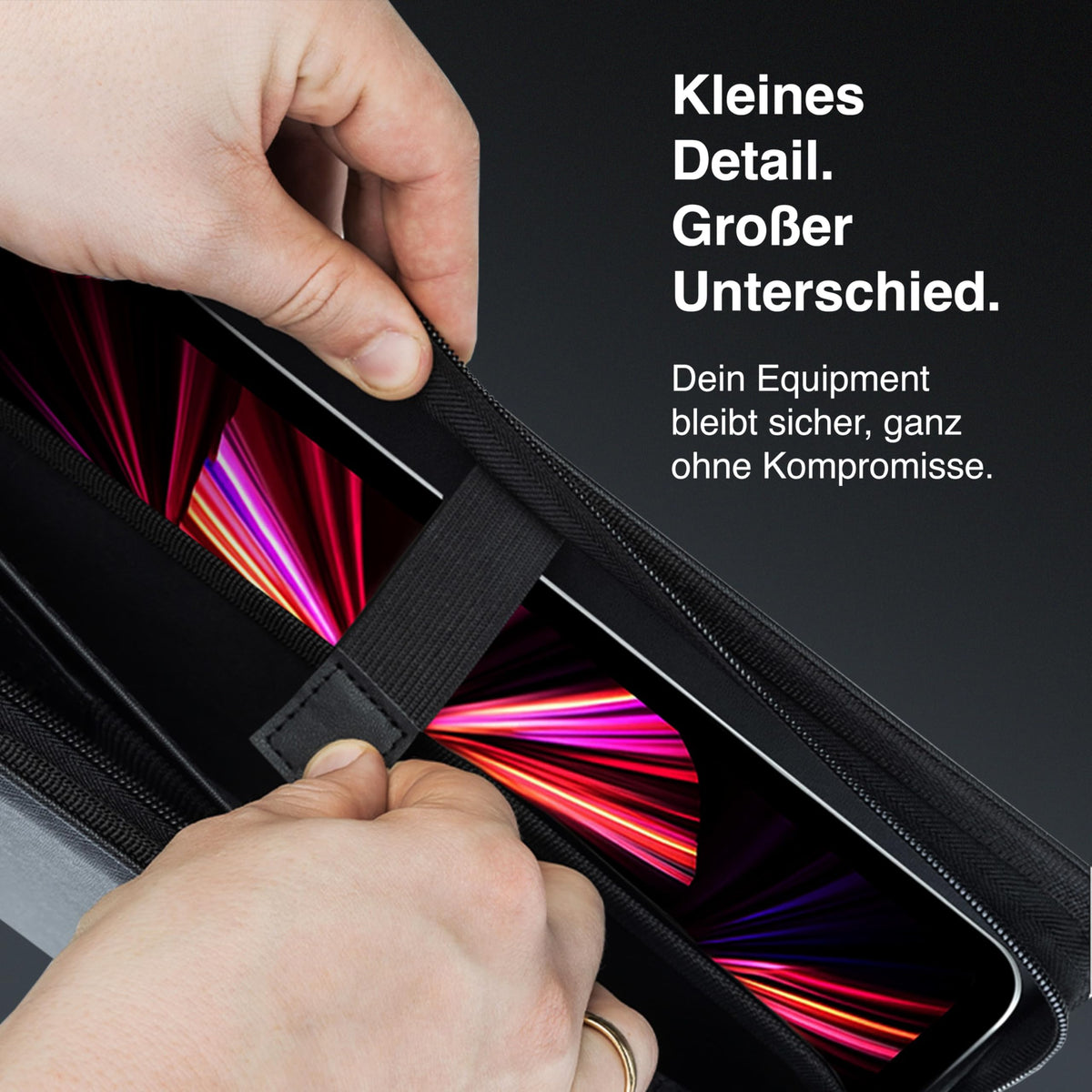 Vebon® Schreibmappe A4 Berlin mit Reißverschluss & Ringbuch, Schwarz