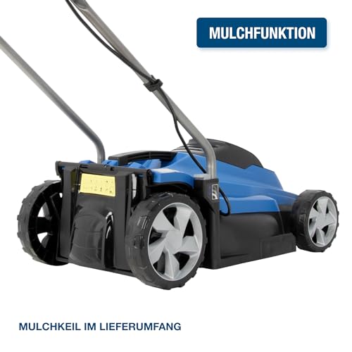 HYUNDAI Elektro-Rasenmäher LM3301E mit Mulchfunktion, Elektromäher, Mulcher, Mäher (33cm, 1300W, 35L Korb, 5-fache zentrale Höhenverstellung)