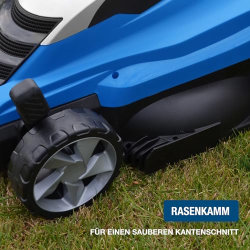 HYUNDAI Elektro-Rasenmäher LM3301E mit Mulchfunktion, Elektromäher, Mulcher, Mäher (33cm, 1300W, 35L Korb, 5-fache zentrale Höhenverstellung)