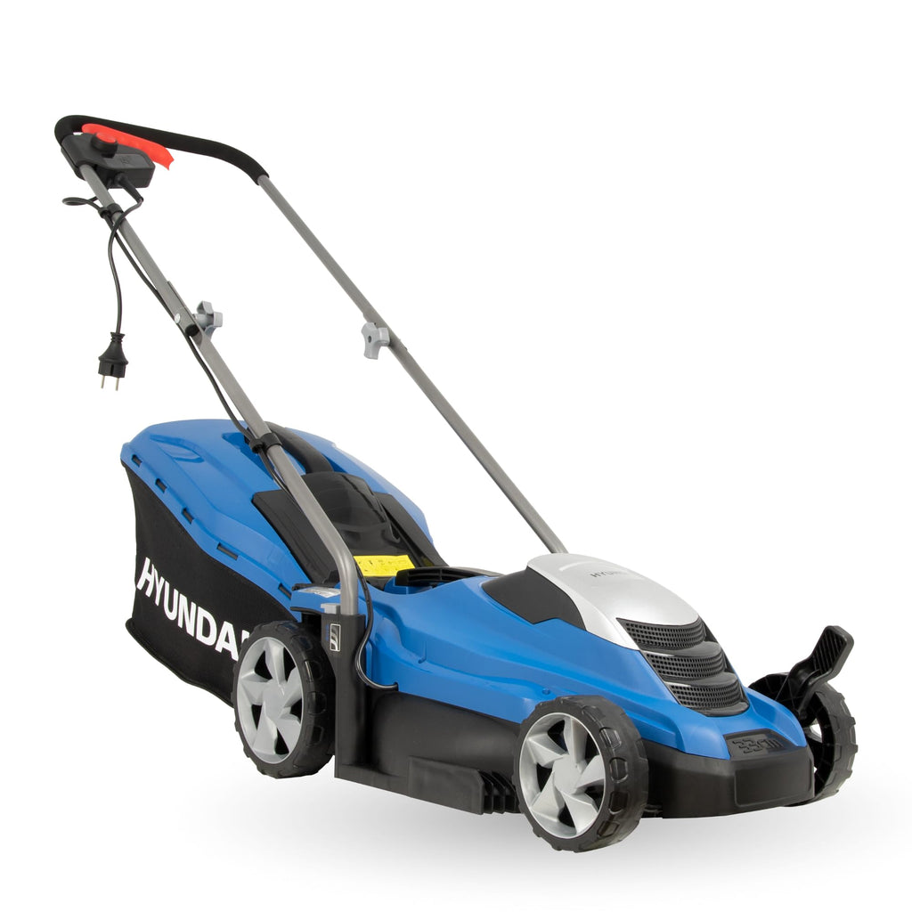 HYUNDAI Elektro-Rasenmäher LM3301E mit Mulchfunktion, Elektromäher, Mulcher, Mäher (33cm, 1300W, 35L Korb, 5-fache zentrale Höhenverstellung)