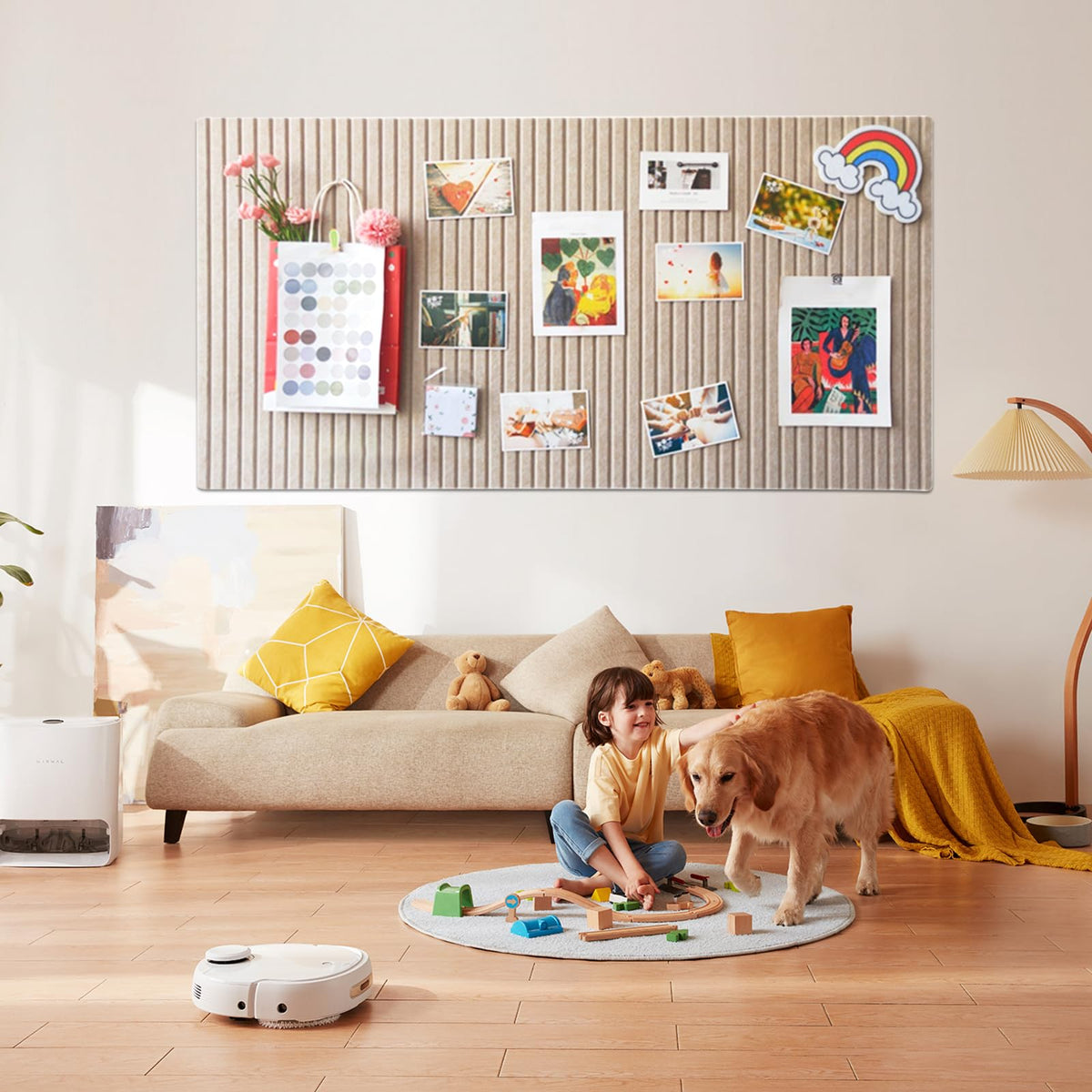 Große Filz Pinnwand Selbstklebend ，60 x 40cm Filzboard，dekorative Pinnwand aus Filz， 0,9cm dick，faltbare Fototafel Memotafeln Memo Boards Bulletin Board Wanddekoration für Büro Küche，Dunkel Kamel