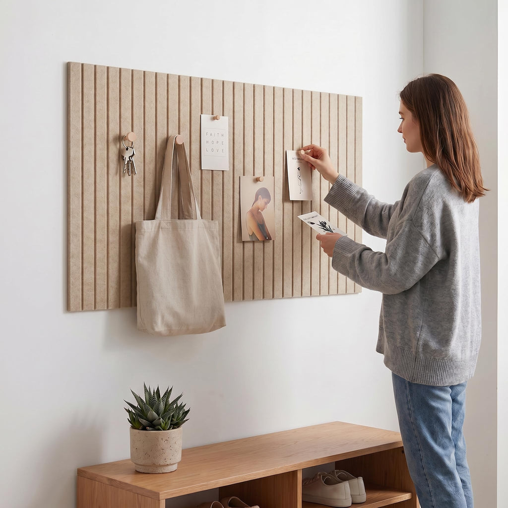 Große Filz Pinnwand Selbstklebend ，60 x 40cm Filzboard，dekorative Pinnwand aus Filz， 0,9cm dick，faltbare Fototafel Memotafeln Memo Boards Bulletin Board Wanddekoration für Büro Küche，Dunkel Kamel