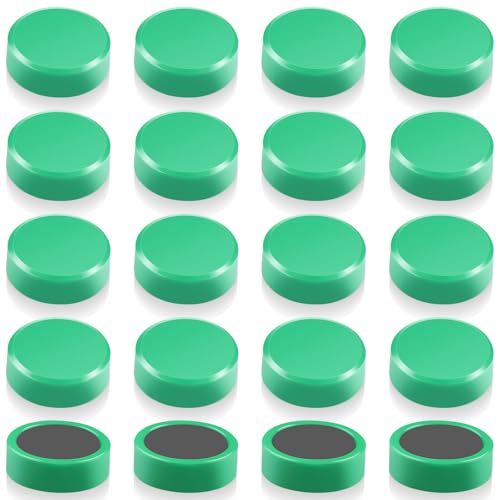 20 Stück Starke Magnete für Magnettafel, Whiteboard & Kühlschrank - Runde Mini Kühlschrankmagnete - Kleine Magneten Starker Halt - Dekorative Tafelmagnete für Pinnwand, Büro, Haushalt (Grün)