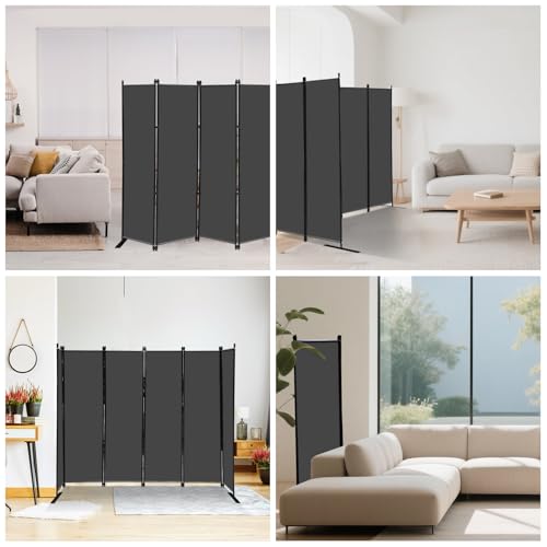 Klappbar 4-teiliger Raumteiler 203x183cm Sichtschutz Paravent Grau
