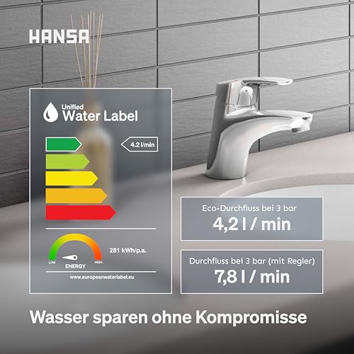 HANSA MIX Waschtischarmatur mit Wasserbremse und Ablaufgarnitur | Chrom