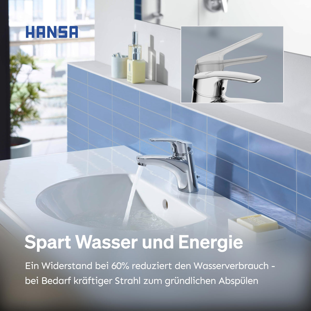 HANSA MIX Waschtischarmatur mit Wasserbremse und Ablaufgarnitur | Chrom