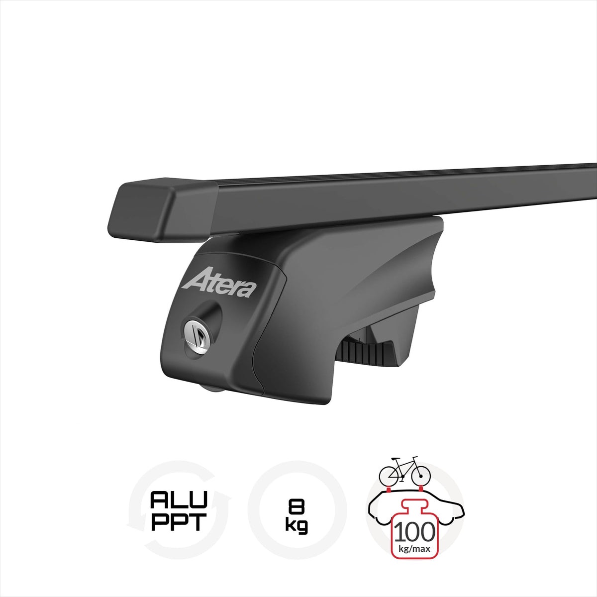 Atera 048422 PKW Dachträger Signo RTD - Vierkantprofil Stahl schwarz - für Autos mit aufliegender Dachreling - 122 cm
