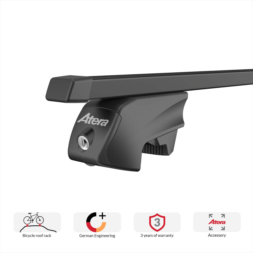 Atera 048422 PKW Dachträger Signo RTD - Vierkantprofil Stahl schwarz - für Autos mit aufliegender Dachreling - 122 cm