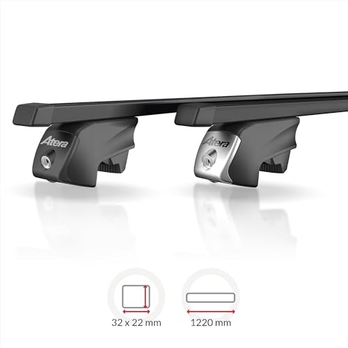Atera 048422 PKW Dachträger Signo RTD - Vierkantprofil Stahl schwarz - für Autos mit aufliegender Dachreling - 122 cm