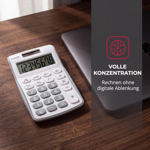 GENIE 120 S Taschenrechner – 8-stelliger Solar Rechner mit Batterie