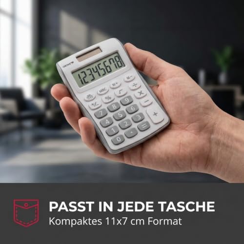 GENIE 120 S Taschenrechner – 8-stelliger Solar Rechner mit Batterie