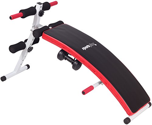 SportPlus Sit Up Bank klappbar mit 2x 1,5 kg Hanteln, Bauchtrainer mit Beinfixierung, mit Handgriffen für diverse Übungen, Hantelbank, trainiert Bauch, Rücken, Schultern & mehr